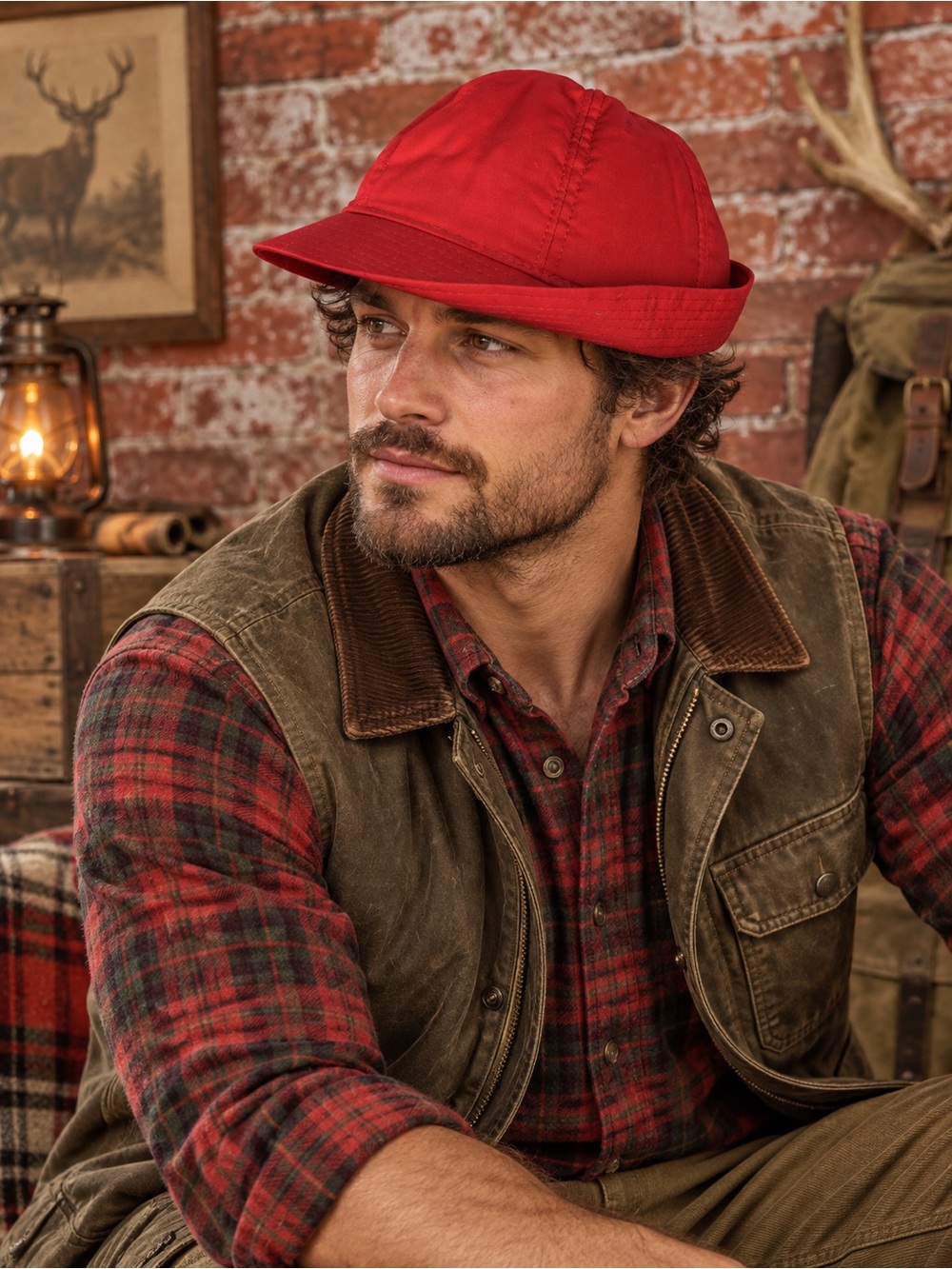 Vintage MCM Red Hunting Hat